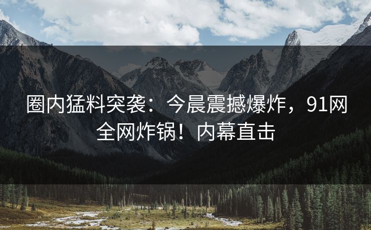 圈内猛料突袭：今晨震撼爆炸，91网全网炸锅！内幕直击